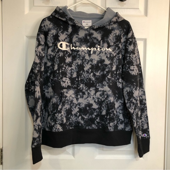 Splattered Charcoal-Blue Champion Hoodie - Picture 5 of 15